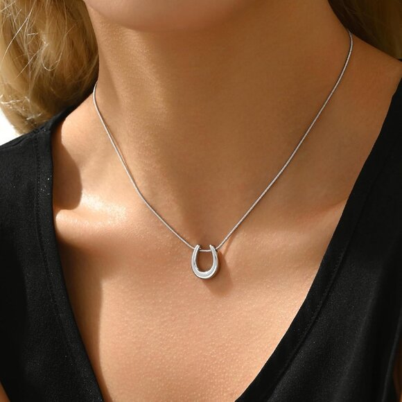 ⚡Silver Necklace for Women 18K Plated Crescent Moon Sun Horse Shoe Horn Pendant - Picture 3 of 7